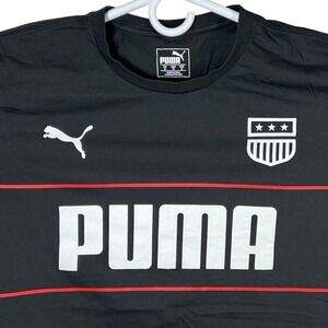 Puma Mens Black Red Stripe Logo Athletic T-Shirt Size Medium